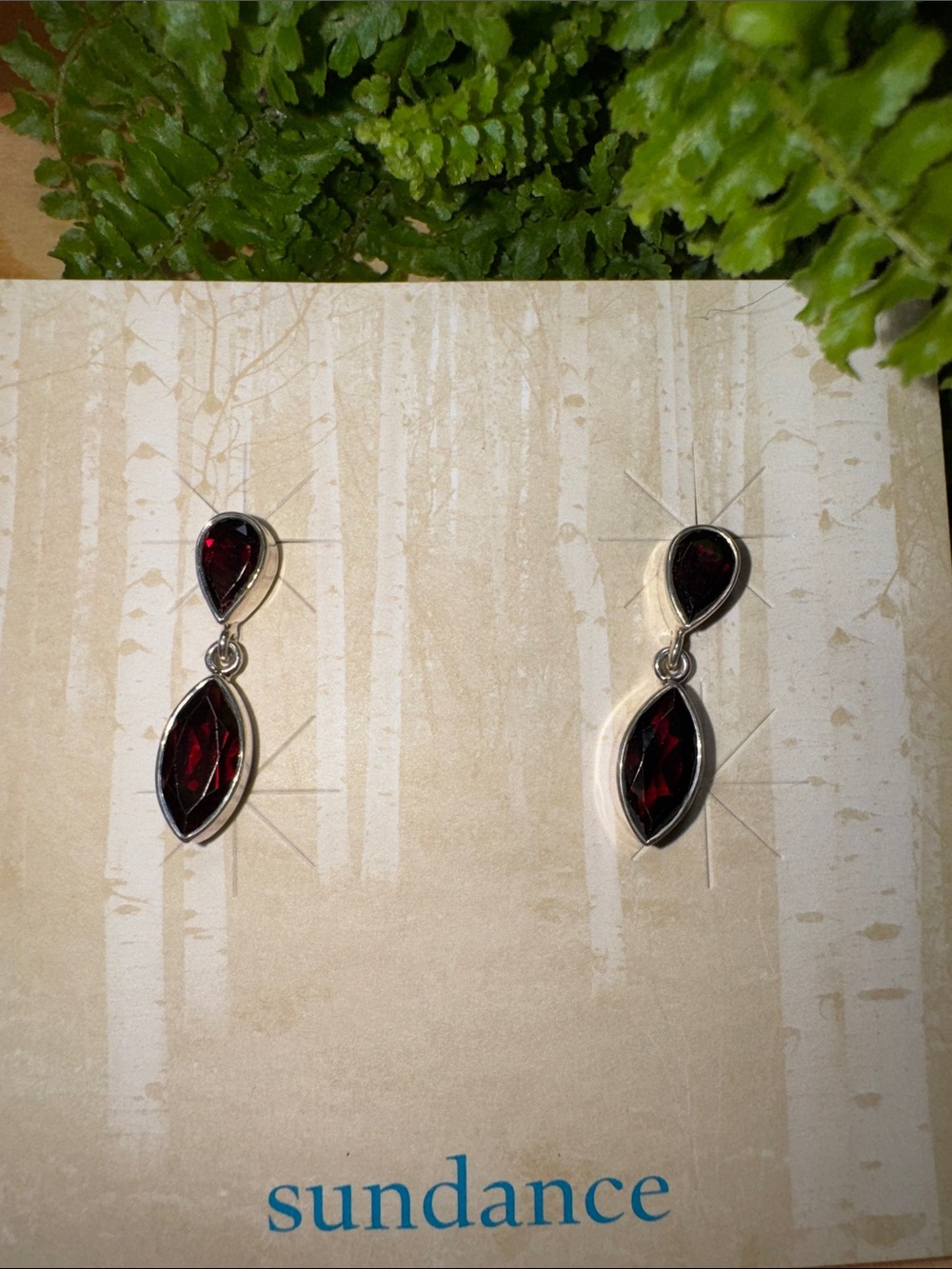 Sundance Deep Red Teardrop and Marquise Drop Earrings
